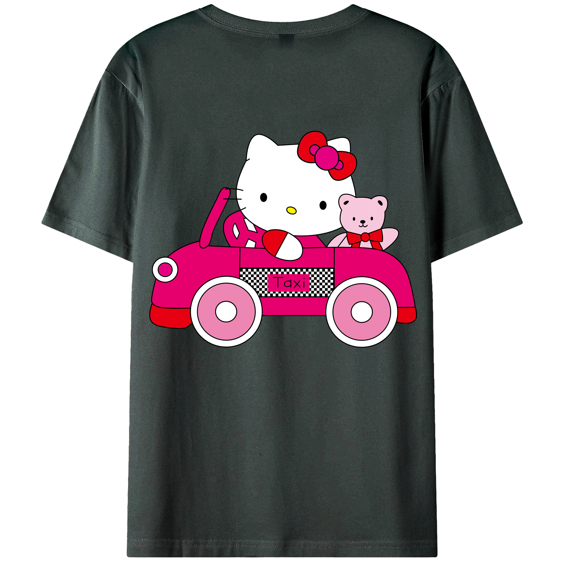 （画像用） Hello Kitty ハローキティ 綿100％ メンズ半袖Tシャツ（バックプリント） 通気性